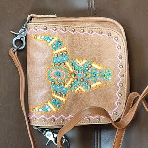 Montana West Bull Head Rodeo Brown Crossbody Bag NWT Western